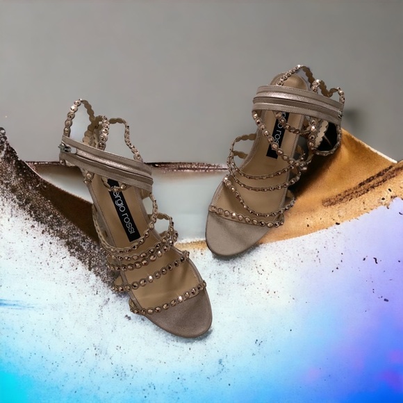 NIB Sergio Rossi Kimberly Crystal Embellished Sandal Flats Size 39.5 $995